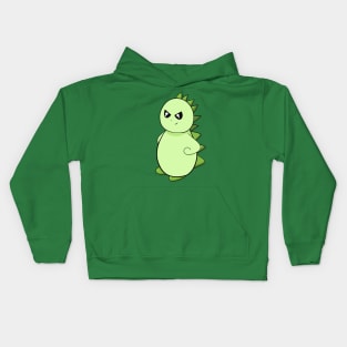 Mischievous Green Dinosaur Illustration Kids Hoodie